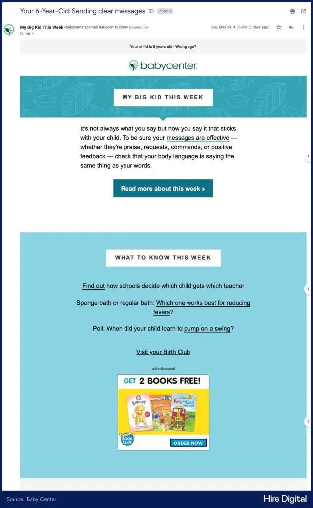 Baby Center Personalized Email Newsletter