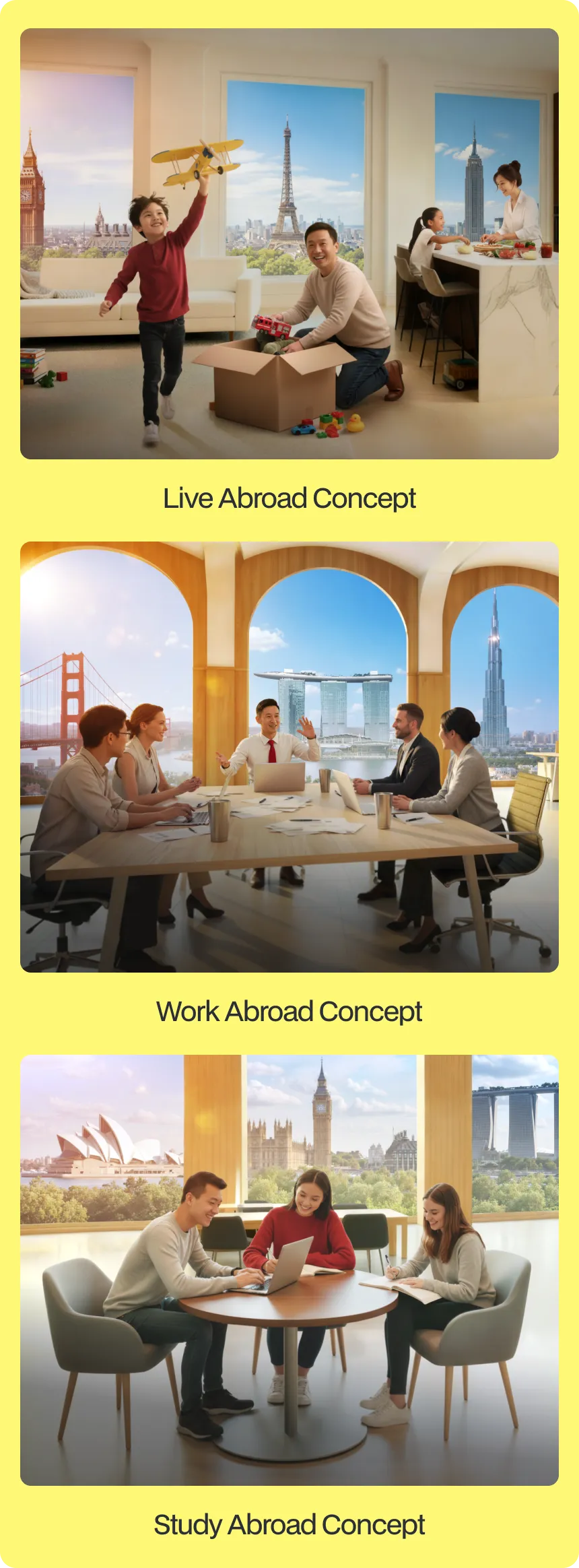 Concept exploration board showing how campaign visual concepts are developed and refined within a structured visual system