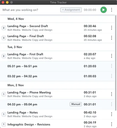 Time Tracker screenshot on Mac