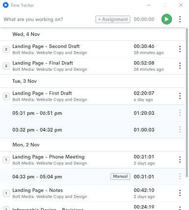 Time Tracker screenshot on Windows