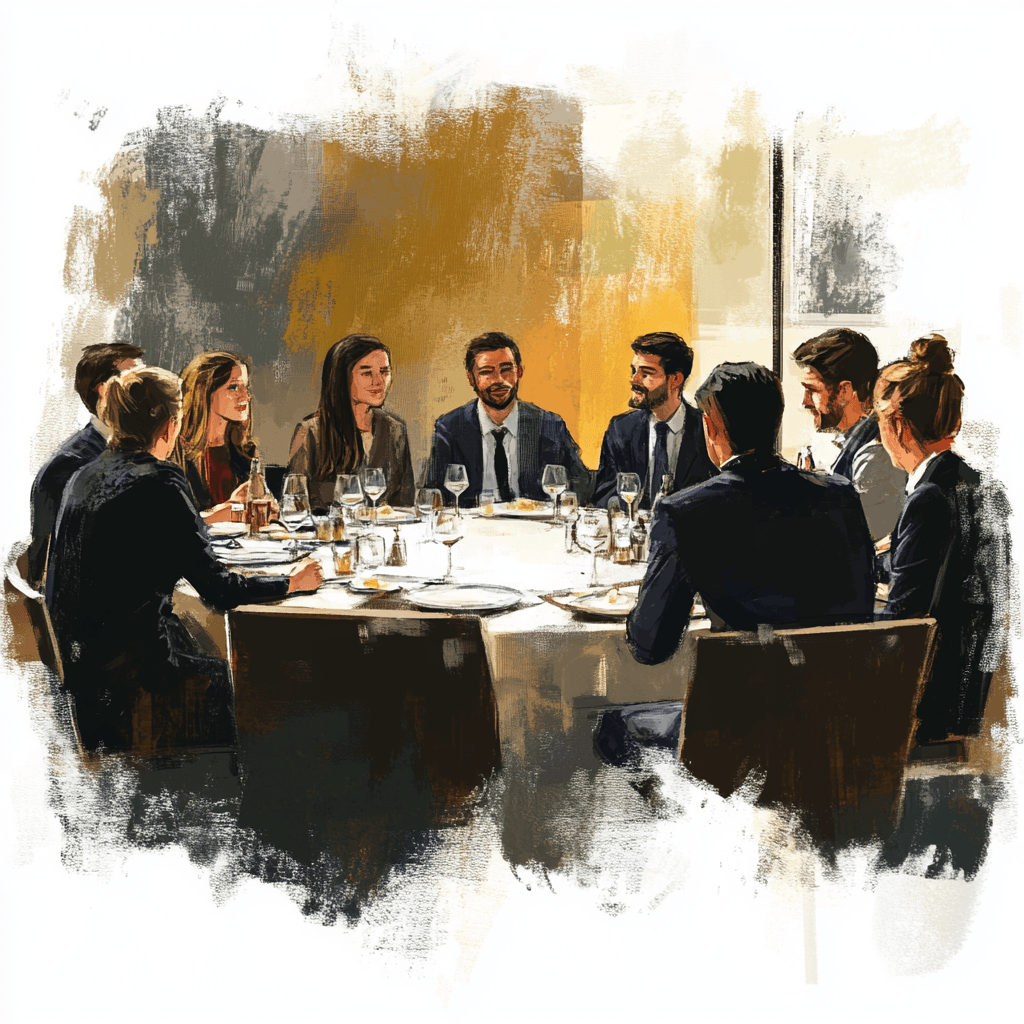 cover image of event - people dining in a corporate setting