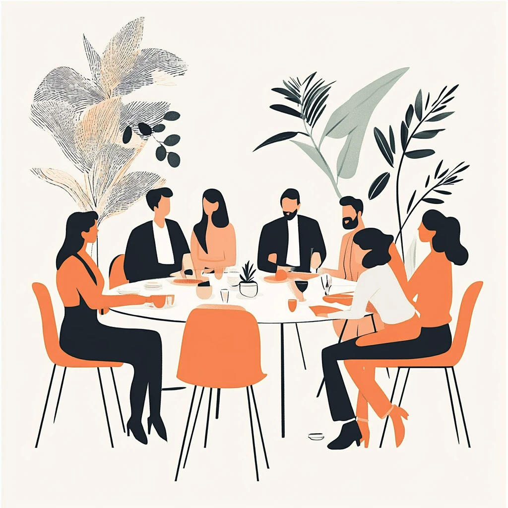 cover image of event - people dining in a corporate setting