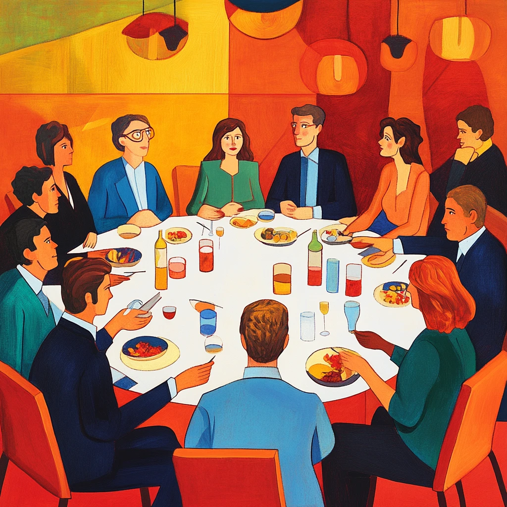 cover image of event - people dining in a corporate setting