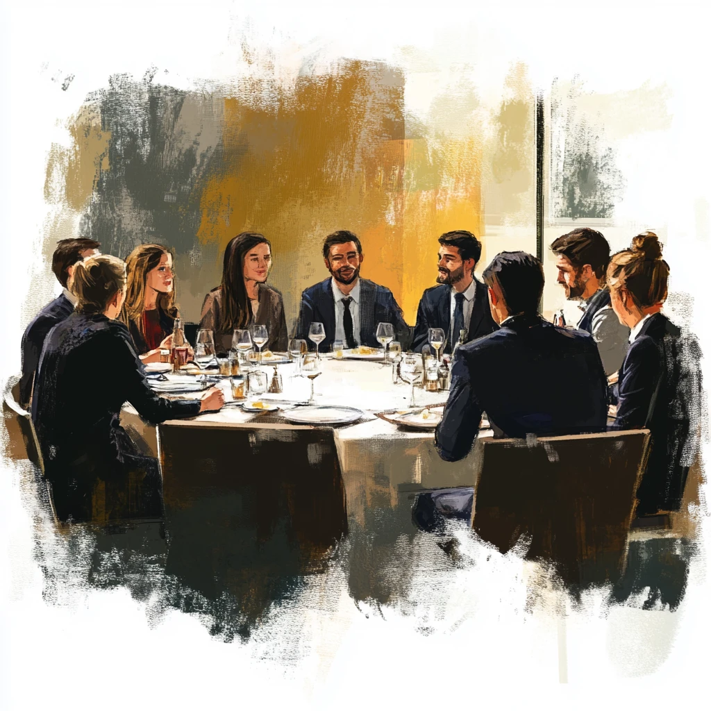 cover image of event - people dining in a corporate setting